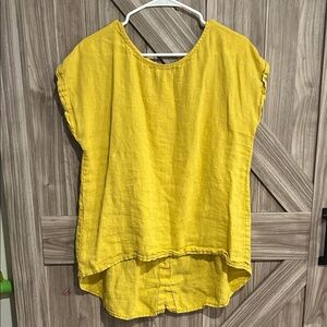 Terzo Millennio Made in Italy Yellow Linen Women's Blouse
